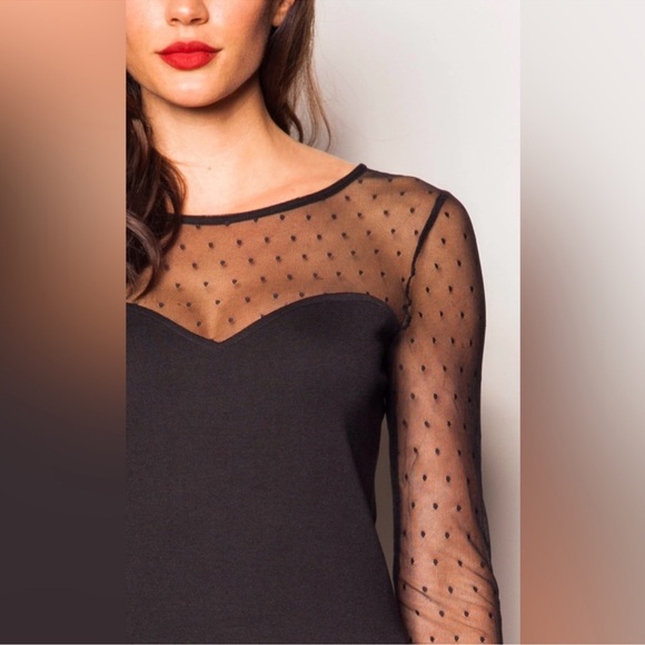Women's Sheer Lace Long Sleeve Dress - Picture 1 of 6